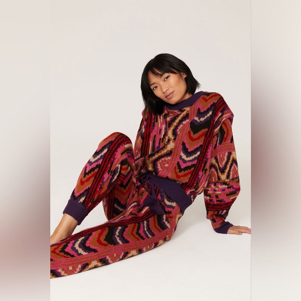 Farm Rio Boho Multicolor Striped Patchwork Knit S… - image 5